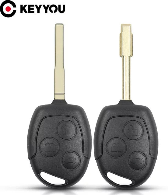 KEYYOU 3-Tasten-Fernbedienungs-Autoschlüsselgehäuse für Ford Focus Fiesta Fusion C-Max Mondeo Galaxy C-Max S-Max Transit in Schwarz FO21 / HU101 - Bild 1