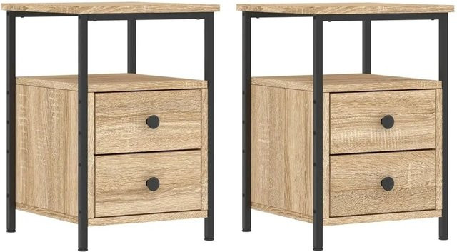 vidaXL Nachttische 2er-Set im industriellen Stil, Farbe Braun, B/T/H: 35,5 x 35,5 x 50 cm - Bild 1
