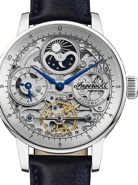 Ingersoll Automatik Herrenuhr, Edelstahl, Leder, 42 mm, Silber, 5 ATM - Bild 1