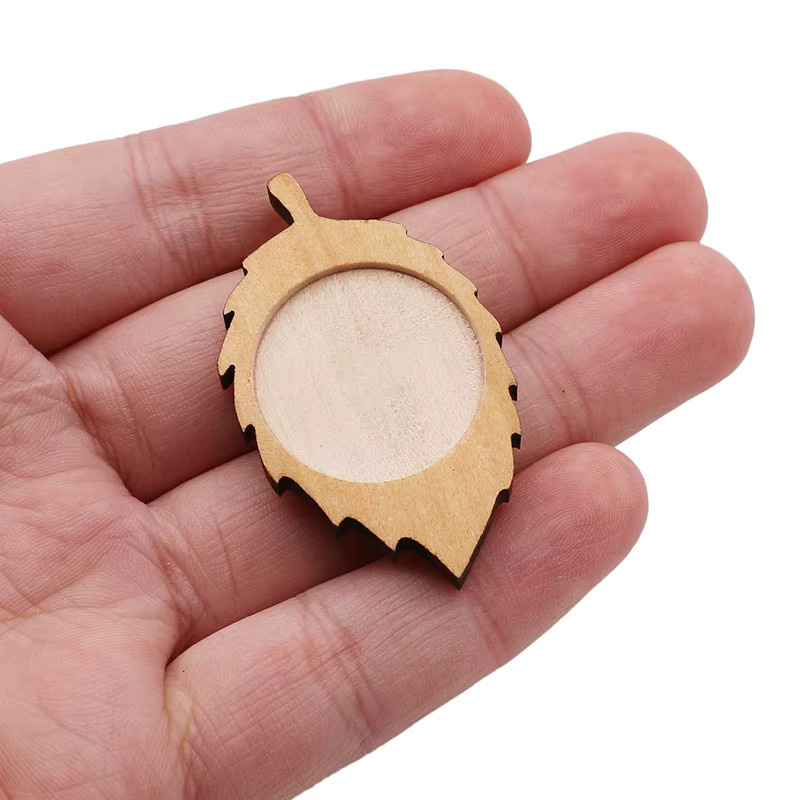 Aiovlo Broschenschalen Holzblätter, 25 mm, Rohlinge - Bild 2