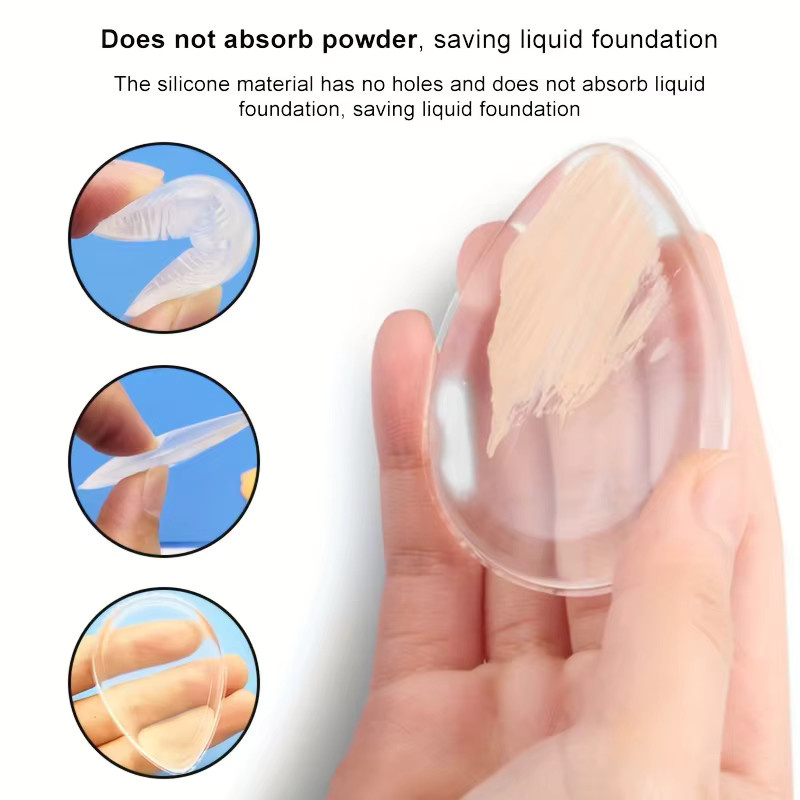 2 Stück Silikon-Make-up-Schwamm, transparent, wiederverwendbar - Bild 2