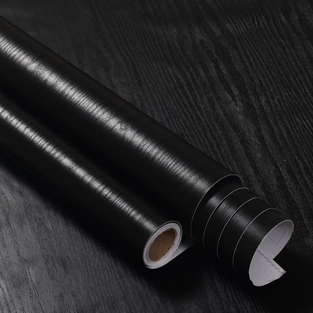 Kontakt Chemie Selbstklebende Vinyl Tapete in Schwarz mit Holzmaserung zur Möbelrenovierung, Wasserdichte Kontaktfolie - Bild 1
