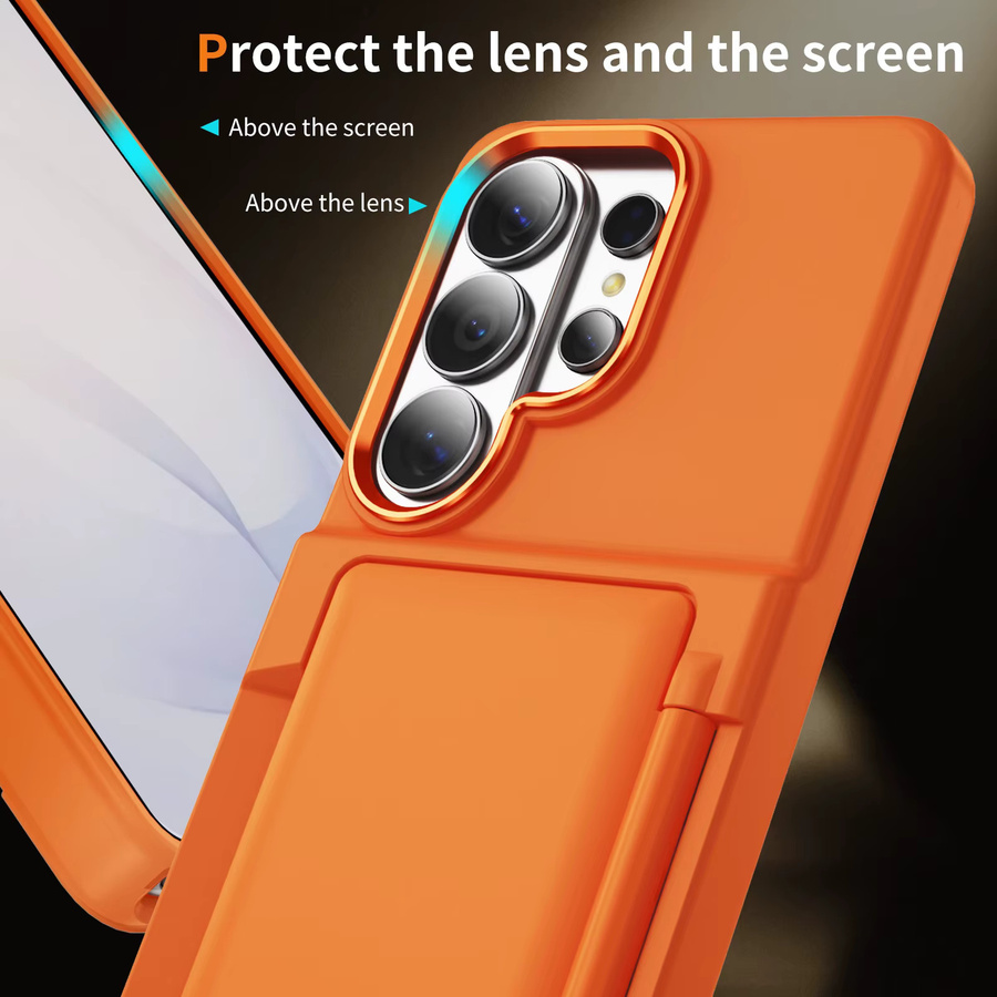 Stoßfeste Panzer-Handyhülle mit klappbarem Kartenfach und Halterung für Samsung Galaxy S26 S25 S24 Plus S23 S22 Ultra in Orange - Bild 6