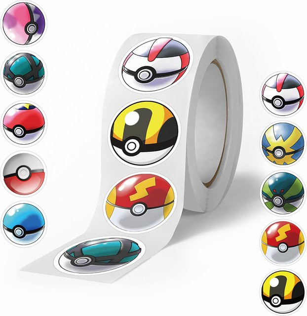 TAKARA TOMY Pokemon Ball Aufkleber Rolle, 500 Stück - Bild 1