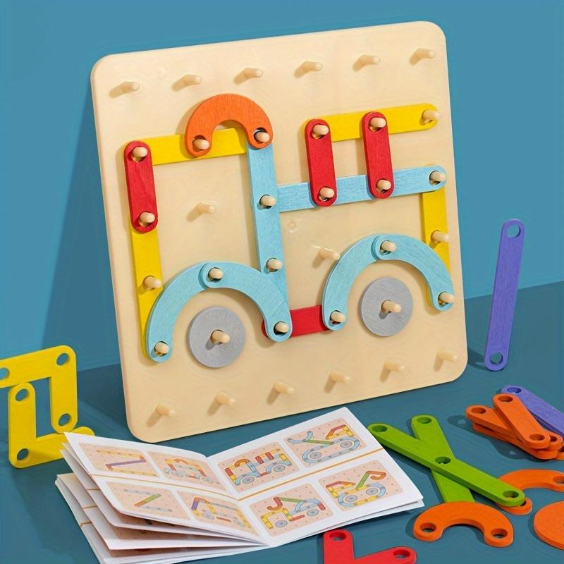 Yiran toy Geoboard Nagelbrett Montessori Holz Baupuzzle 3-6 Jahre - Bild 2