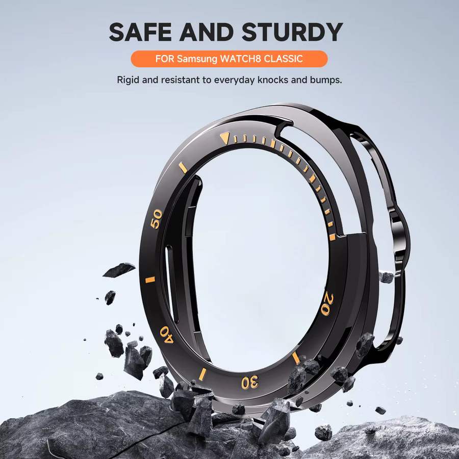OAKCHARM Schutzhülle für Samsung Galaxy Watch 8, klassisch, Silber, Black - Bild 5