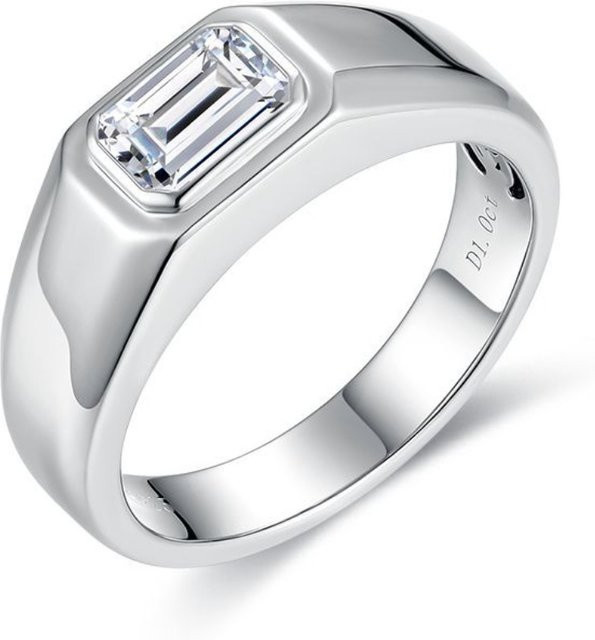 M-JAJA Verlobungsring, 925 Silber, Moissanit, Smaragd, Diamant, Herren - Bild 1