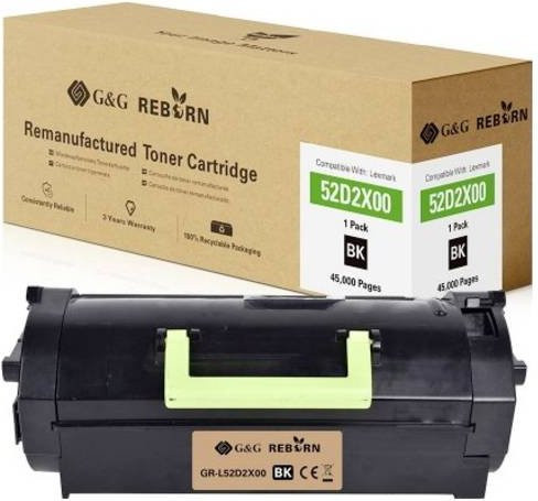 G&G Toner Schwarz kompatibel mit Lexmark 522X 52D2X00, remanufactured, Reichweite 45000 Seiten - Bild 1
