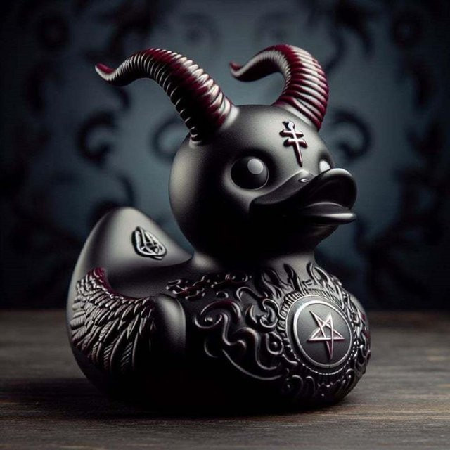 Death Rock Teufelsente Entenstatue von Wucifang Jewelry in Schwarz als Auto-Ornament und Armaturenbrett-Dekoration - Bild 1