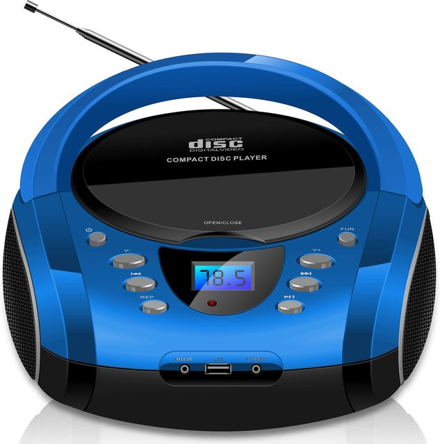 Cyberlux CL-710 Tragbarer CD-Player Boombox mit Bluetooth, USB und FM-Radio in Blau - Bild 2