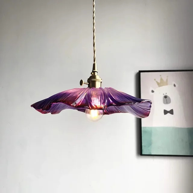 ZCTOP Moderne Pendelleuchte aus Glas und Metall in Blumen-Design, Transparent/Multicolour mit Gold/Messing-Details für Wohnzimmer und Schlafzimmer - Bild 1