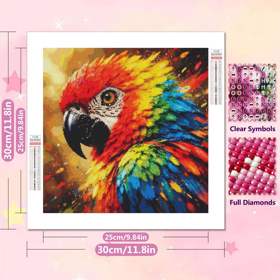 EverShine 5D Diamantmalerei Papagei DIY Mosaik Set mit Rundbohrern in Multicolour zur Wanddekoration - Bild 2