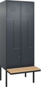 C+P Z-Spind Classic PLUS Sitzbank mit 4 Fächern und Zylinderschloss, Buche-Hartholz und Stahl, B/T/H: 212,0 x 80,0 x 81,5 cm - Bild 1