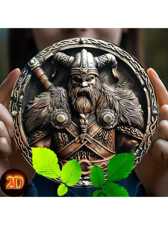 CIFBUY Viking Shield Wandkunst – Rundes Aluminium-Metallschild im Vintage-Stil als 2D-Aluminiumgemälde für deine Heim- und Bürodekoration - Bild 4