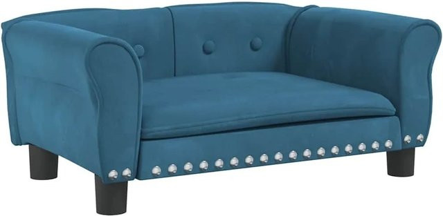 vidaXL Hundebett Sofa aus Samt in Blau, B/T/H: 70 x 45 x 30 cm - Bild 1