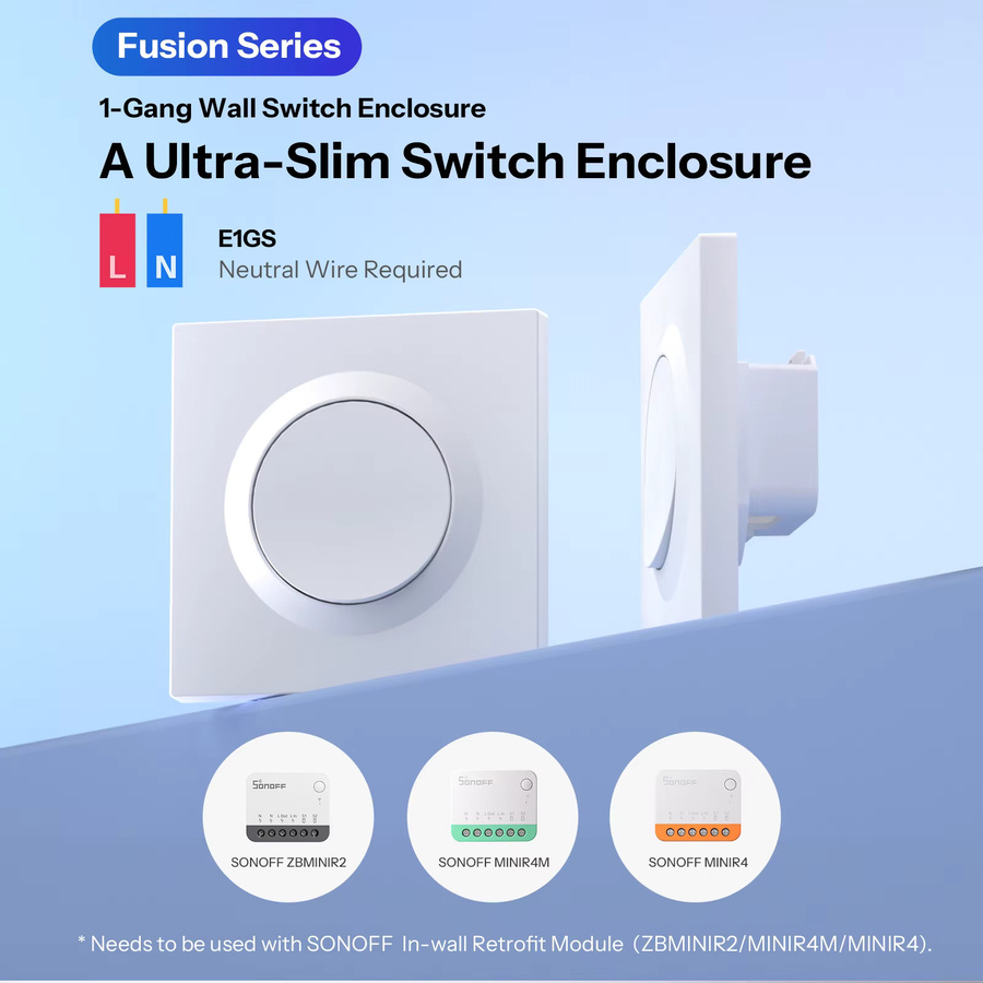 SONOFF E1GS Wandschaltergehäuse in Weiß aus PC-Material für die Fusion-Serie MINIR4, MINIR4M und ZBMINIR2 - Bild 2