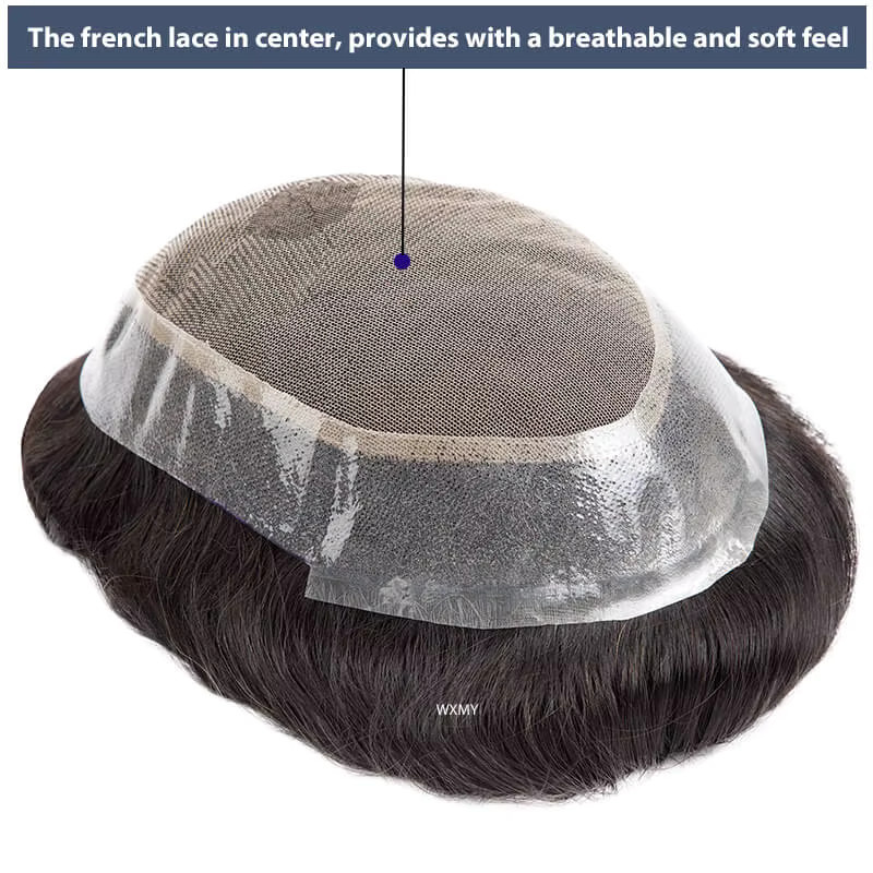 WXMY Haarprothese für Herren, natürliches Echthaar, 15,2 cm - Bild 2