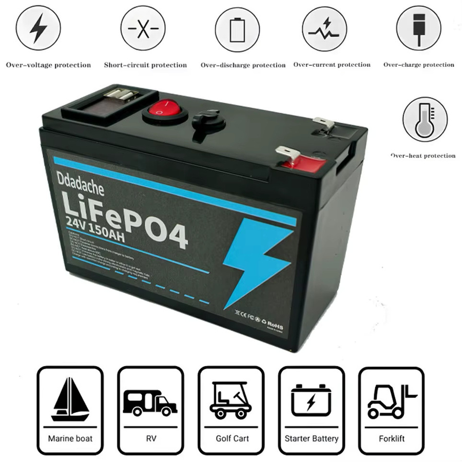 Wiederaufladbarer 24V 150Ah Lithium-Batteriepack aus 18650 Zellen in Schwarz inklusive 25,2V 2A Ladegerät für Solarenergie und Elektrofahrzeuge - Bild 4