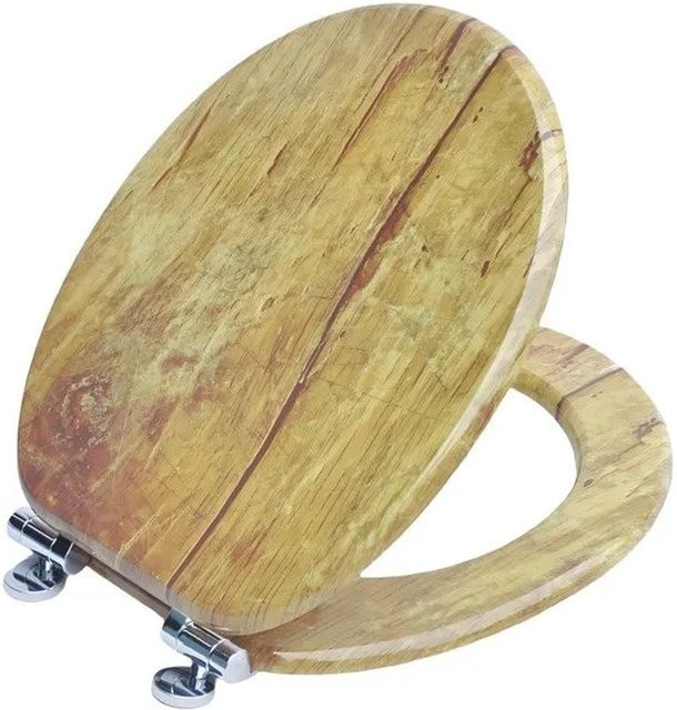 SINOBATH WC Sitz mit Absenkautomatik und Soft-Close aus MDF Holzkern, oval, braun, B: 43,5 cm, T: 37,8 cm, H: 2,0 cm - Bild 1