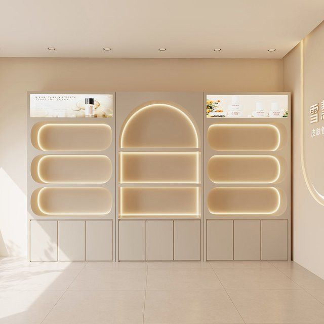 FYMC Make-up Vitrine im französischen Stil als freistehendes Regal für Kosmetik und Hautpflege im Salon - Bild 1