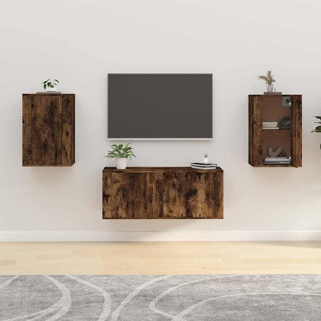 vidaXL TV-Wandschränke im 2er-Set, Räuchereiche, klassisches Design, B: 40 cm, T: 34,5 cm, H: 60 cm - Bild 3
