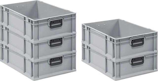 PROREGAL Spar Set 5x Eurobox Nextgen Portable Duo Transportbehälter Grau H x B x T: 17 x 40 x 60 cm, 34 Liter - Bild 1