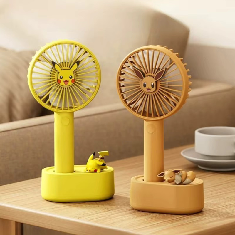 Bandai Pokémon Pikachu Desktop-Ventilator mit Wackelkopf, tragbarer Aufladbarer Lüfter in Gelb - Bild 1