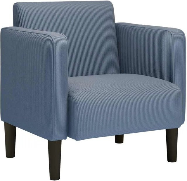 vidaXL Sessel mit Armlehnen in Blau aus Cordstoff für Wohnzimmer und Home Office - Bild 1