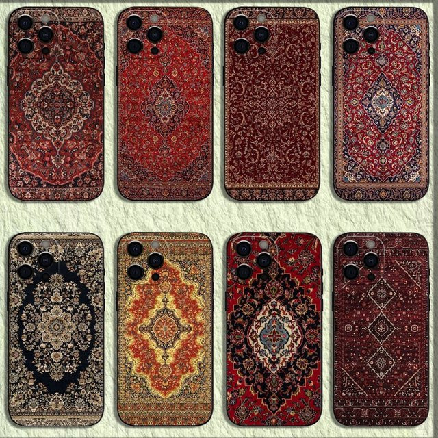 Stoßfeste Handyhülle mit persischem Blumenmuster für iPhone Modelle von 7 bis 17 Pro Max und SE - Bild 1