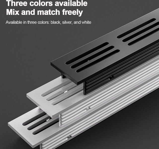 Rechteckige Schrank-Entlüftungslochabdeckung aus Aluminiumlegierung in Schwarz, Breite: 3 cm - Bild 1