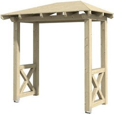 Skan Holz Haustür-Vordach Wismar 4 aus nordischer Fichte in Natur Beige, Breite: 258 cm, Tiefe: 126 cm - Bild 1
