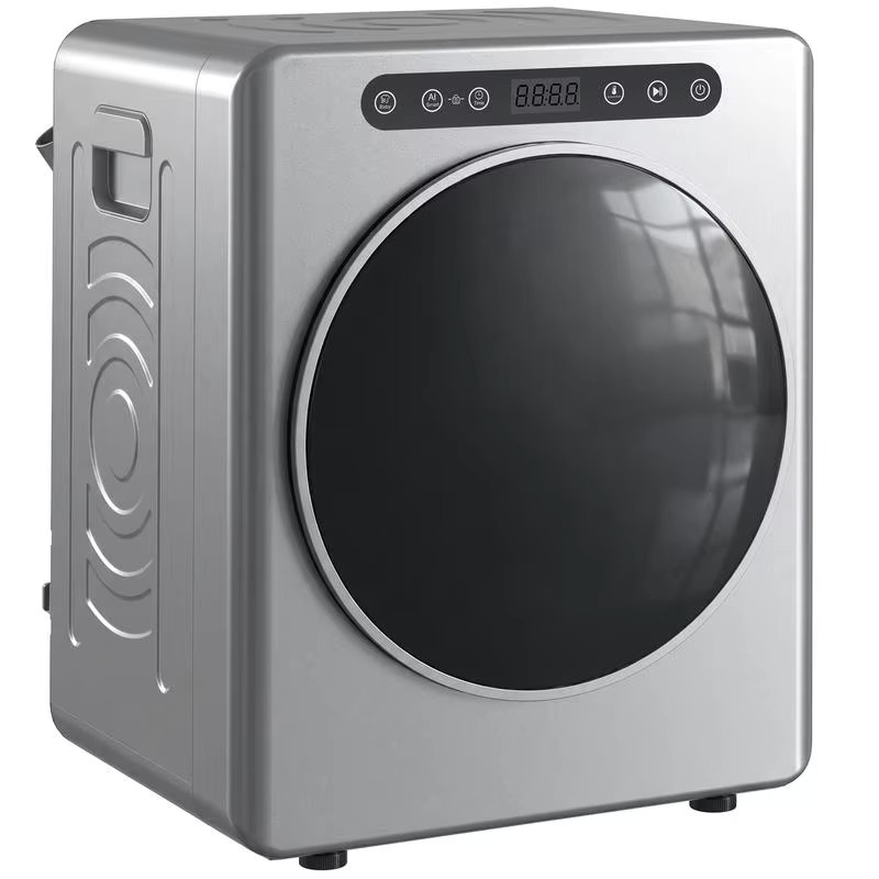 Silberner Abluft-Wäschetrockner mit 1000 W Leistung, 3 kg Fassungsvermögen, 6 automatische Trocknungsprogramme, Edelstahl-Trommel und Anti-Falten-Funktion, B/T/H: 49 x 43 x 61 cm - Bild 4