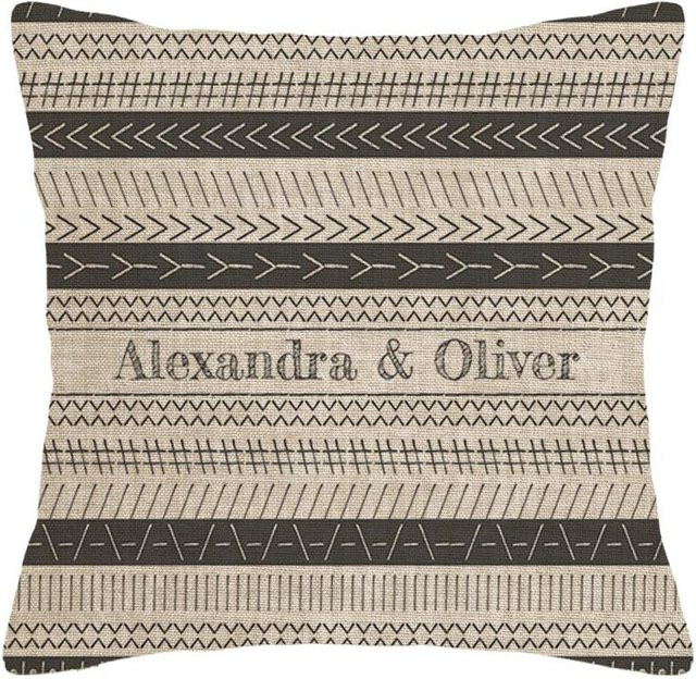 Delampa Kissenbezug mit Persischem Muster im Boho-Stil, Farbe Beige, Material Polyester, B/T/H: 65 x 65 x 0 cm - Bild 1