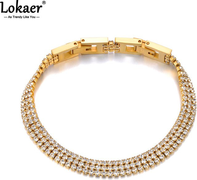 Lokaer Armband, Edelstahl, Zirkonia, Damen, Gold - Bild 1