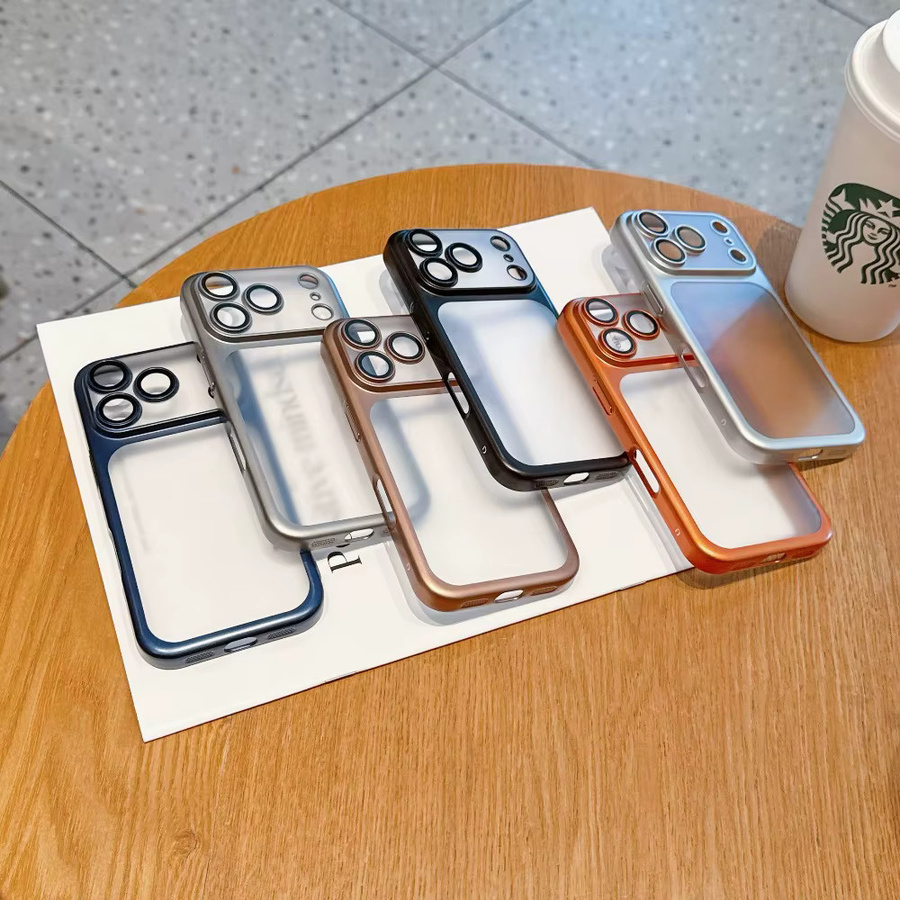 Transparente Handyhülle mit matter Beschichtung und Kameraschutz für Apple iPhone 12 bis 17 Pro Max, Farbe: Transparent/Grau - Bild 1