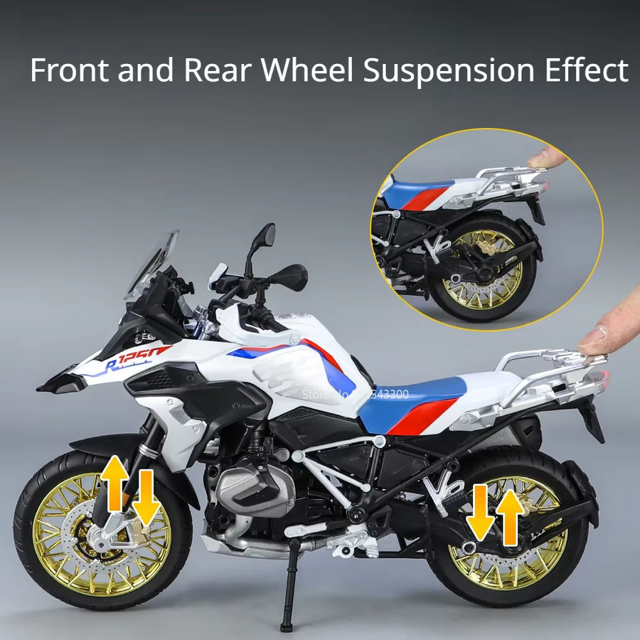 MAKEDA R1250GS S1000RR Motorrad, Metallmodell, 1:9, mit Licht und Sound - Bild 2