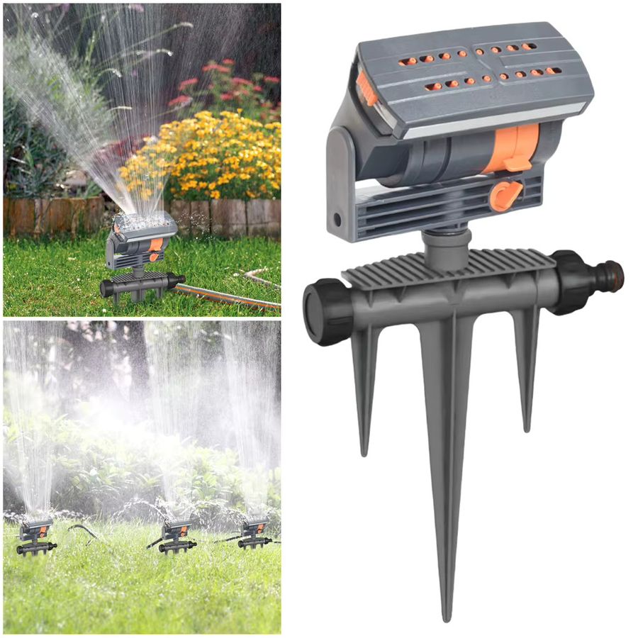 MOJOYCE Oszillierender Gartensprinkler mit einstellbarem Durchfluss und Bodensteckern für Rasen, Pflanzen und Blumen - Bild 4