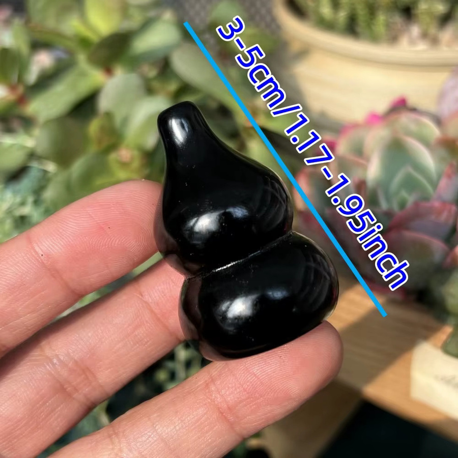 CrystalHola Böhmischer Obsidian-Kürbis aus schwarzem Stein als elegantes Kristall-Dekor-Ornament - Bild 2