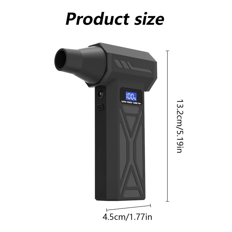 PINTUDY P70 Luftgebläse mit 110000 U/min, 4 Gänge, LED-Licht und Batterieanzeige, kabelloses Turbogebläse - Bild 2