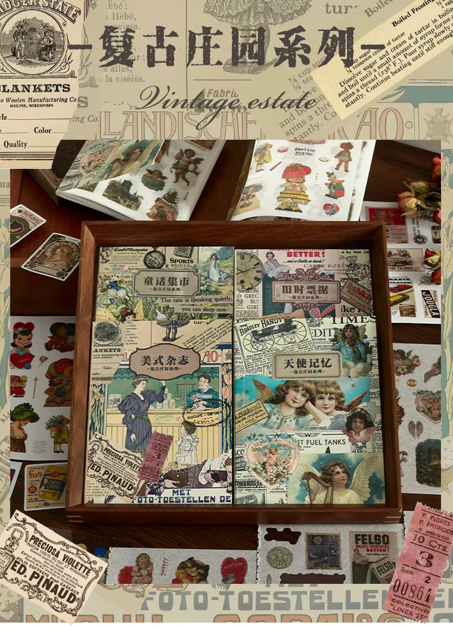 20 Retro Post-Papierbücher als DIY-Dekorationsmaterial für dein Tagebuch in Grün und Multicolour - Bild 5