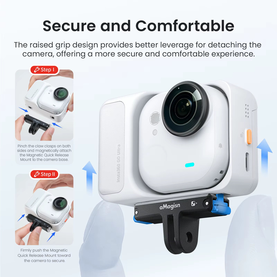 Insta360 Go Ultra Quick Release Magnetische Halterung mit Edelstahl-Krallen in Schwarz - Bild 2