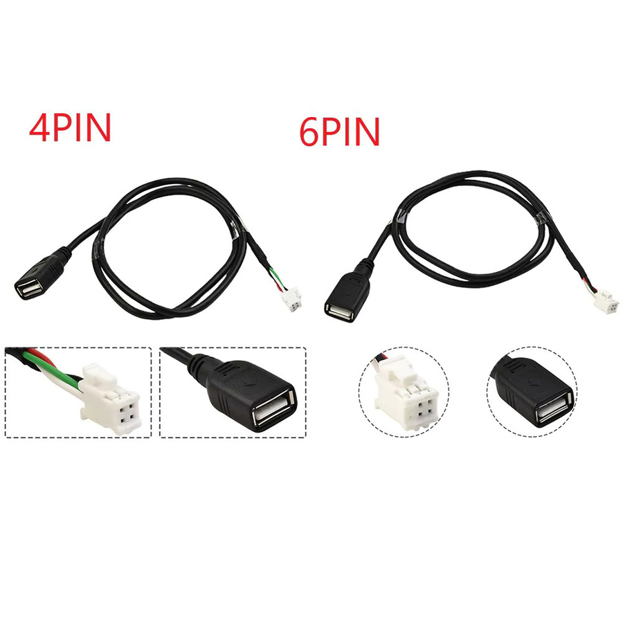HP USB-C Verlängerungskabel-Adapter Set mit 4-Pin und 6-Pin Stecker für Autoradio-Anschlüsse, Schwarz, 2 Stück - Bild 2