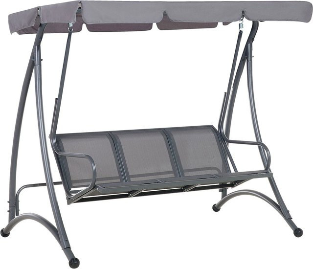 Beliani Gartenschaukel BOGART Dunkelgrau mit Sonnen canopy und Armlehnen, B/T/H: 120 x 190 x 169 cm - Bild 1