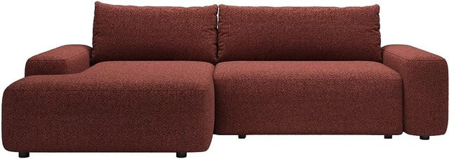 Vente-unique Schlafsofa Daviso in Bordeaux mit L-Form und Schlaffunktion aus Chenille-Stoff - Bild 1