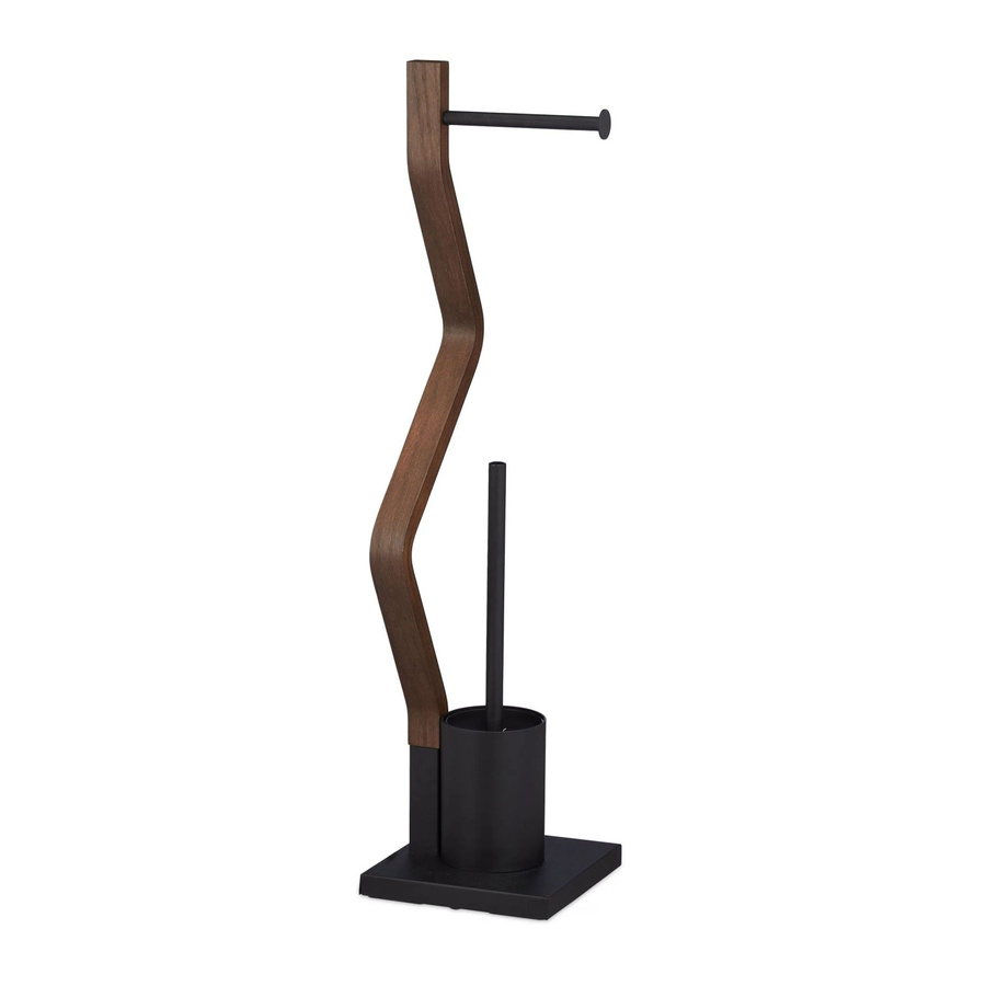 Relaxdays WC Garnitur freistehend aus Stahl, Holz und Kunststoff in Schwarz/Braun, Höhe: 75 cm, Breite: 18,5 cm, Tiefe: 18,5 cm - Bild 2
