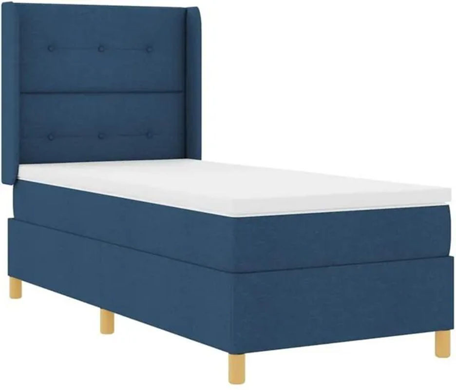 vidaXL Boxspringbett mit Matratze und Kopfteil in Blau aus Stoff, B/T/H: 200 x 80 x 83 cm - Bild 1