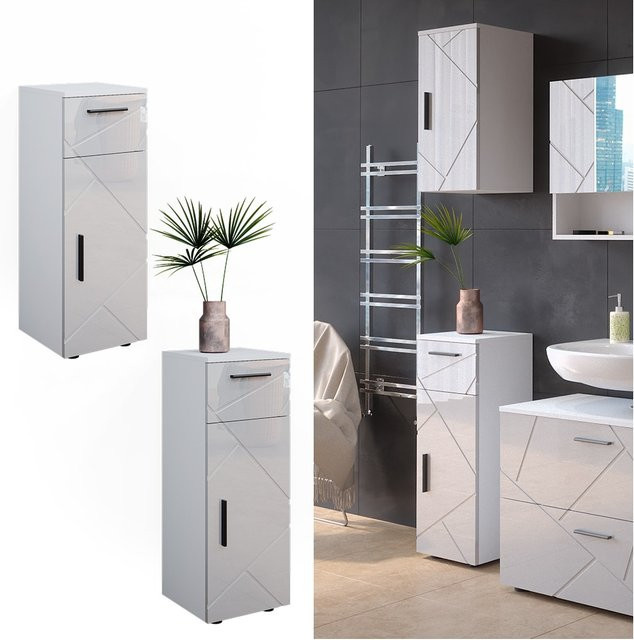 Vicco Midischrank Irma Badschrank in Weiß Hochglanz modern B: 30 cm, H: 81 cm - Bild 1