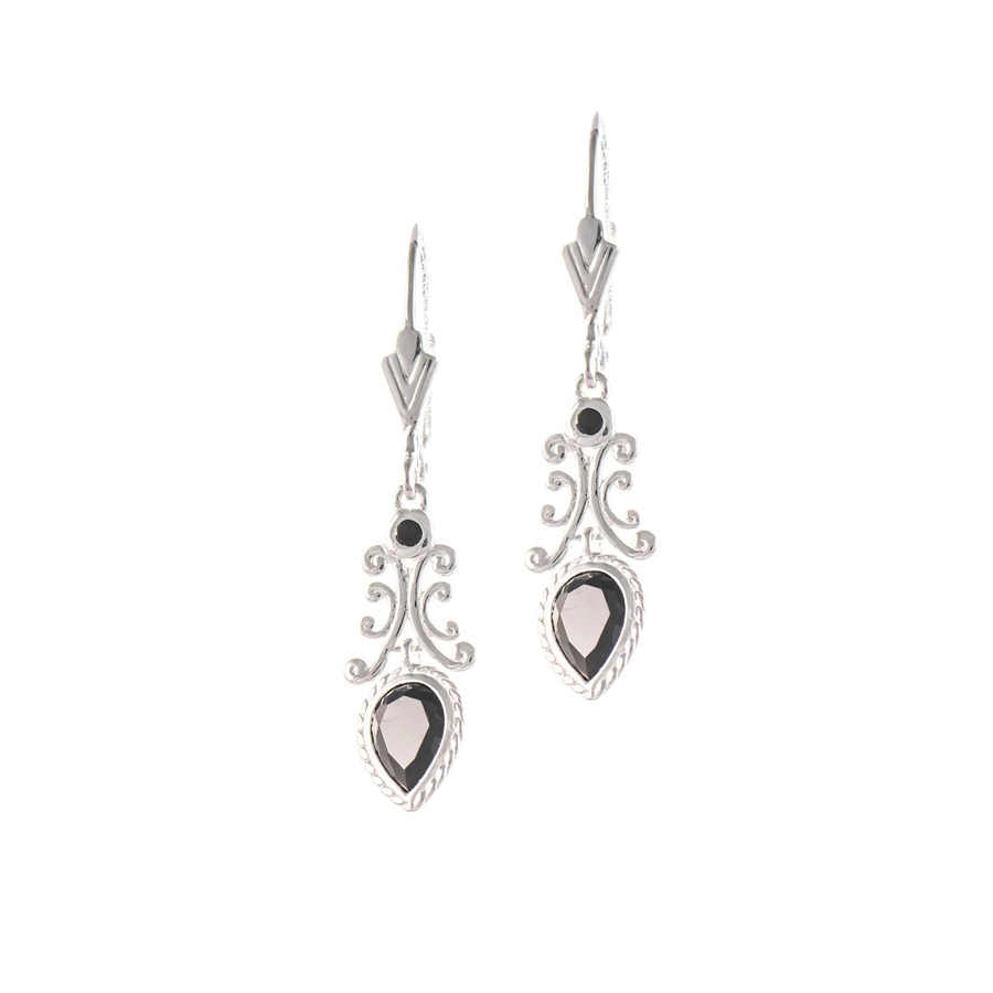 Ohrringe 925 Silber, Zirkonia schwarz, Damen - Bild 1