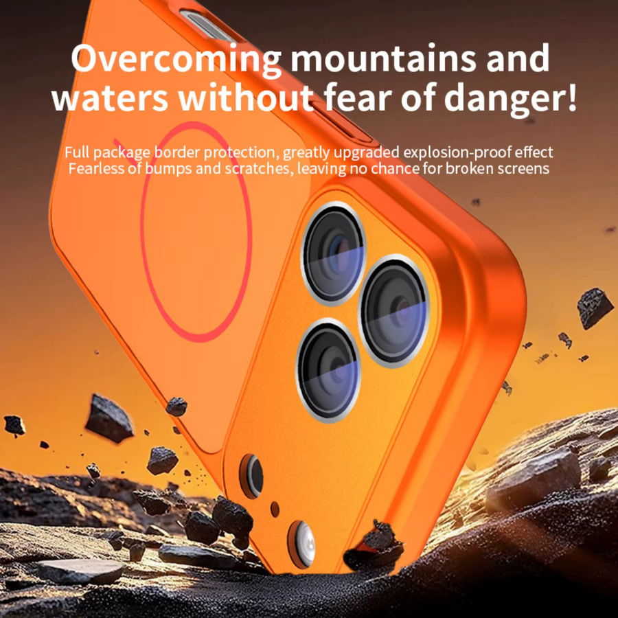 Stoßfeste MagSafe Schutzhülle für iPhone 17 Pro Max, 16, 15, 14, 13 mit magnetischer drahtloser Ladefunktion in Blau und Orange - Bild 2