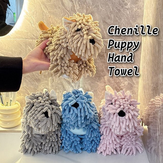 HOCOSHINE Chenille Welpen-Handtuch weiches und saugfähiges Cartoon-Hunde Handtuch für Küche und Badezimmer - Bild 1